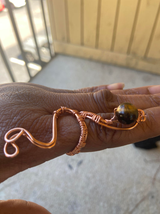 Snake Tiger Eye Adjustable Ring